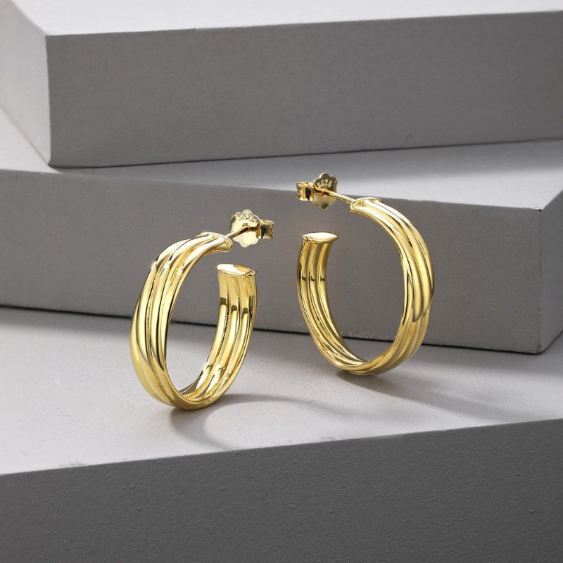 Polished Gold Twisted Hoops

