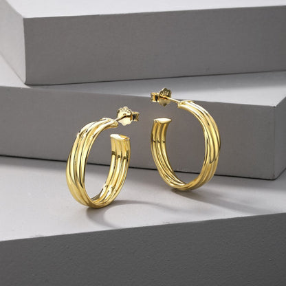 Polished Gold Twisted Hoops

