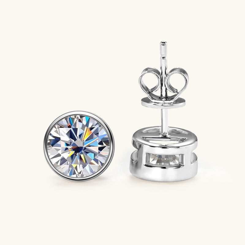 D-Grade Moissanite Bezel Set Earrings

