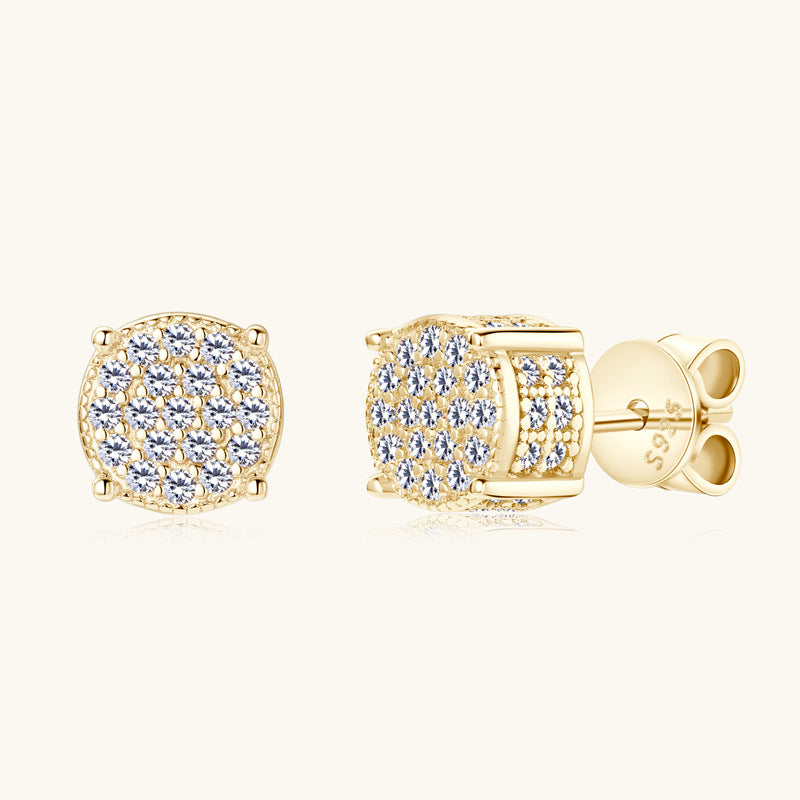 Sparkling Moissanite Pave Disk Studs

