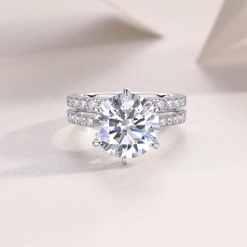 High Quality S925 Silver Moissanite Wedding Ring Set

