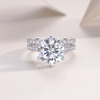 High Quality S925 Silver Moissanite Wedding Ring Set

