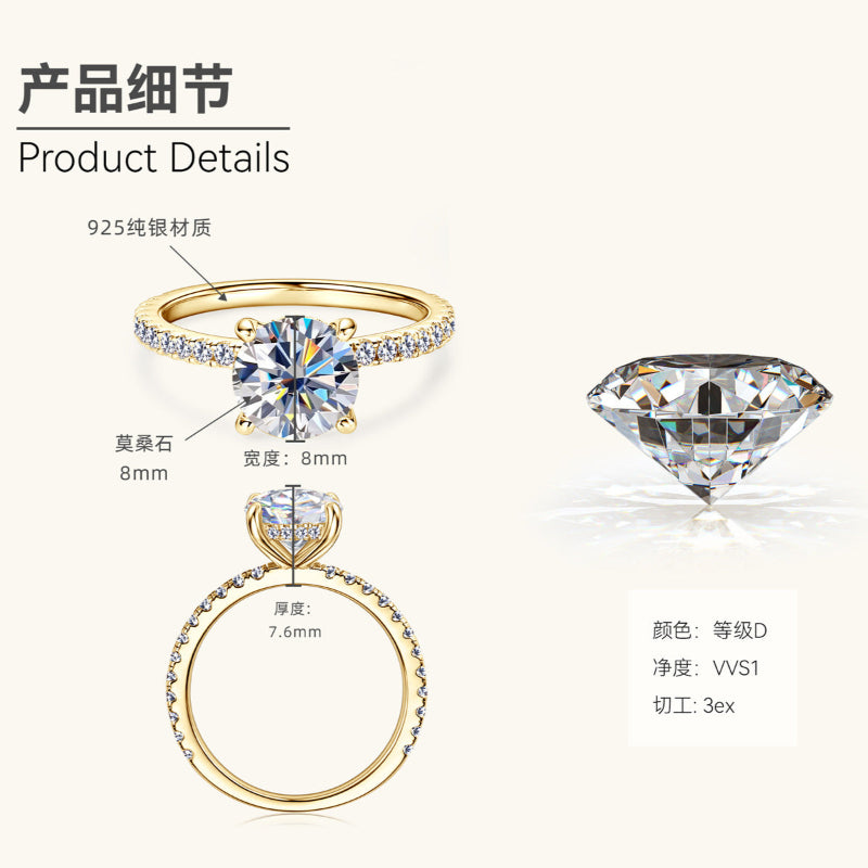 Jeweled Band Solitaire Ring

