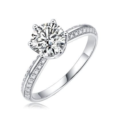 Round Cut Diamond Accent Silver Ring

