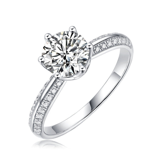 Round Cut Diamond Accent Silver Ring

