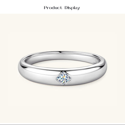 Luxury Silver Tone Princess Cut Moissanite Ring

