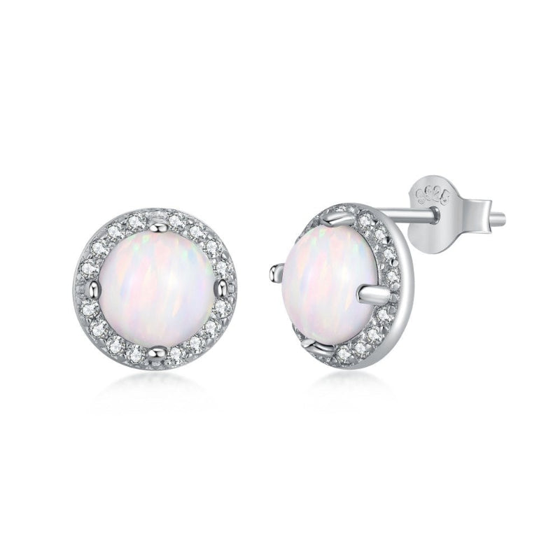 Chic White Opal and Cubic Zirconia Studs

