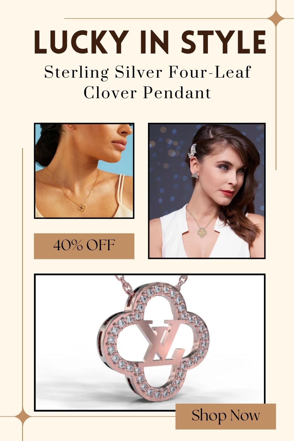 Sparkling Zirconia Clover Pendant Necklace