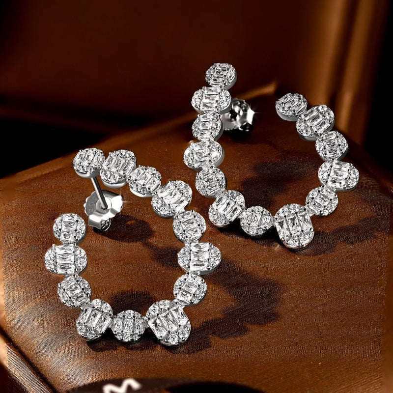 Baguette Cut Diamond Hoop Earrings


