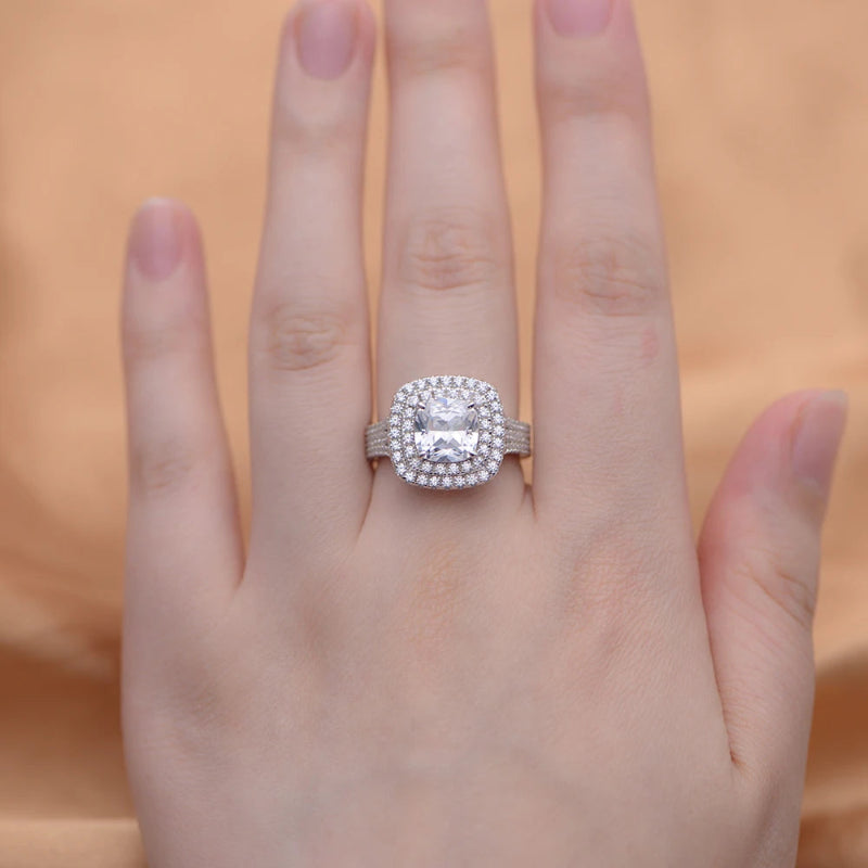 White Gemstone Halo Ring

