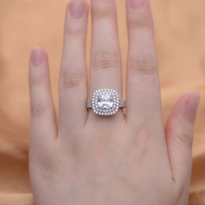 White Gemstone Halo Ring

