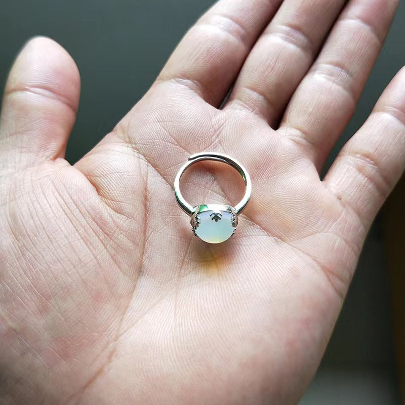 moon stones rings silver for women