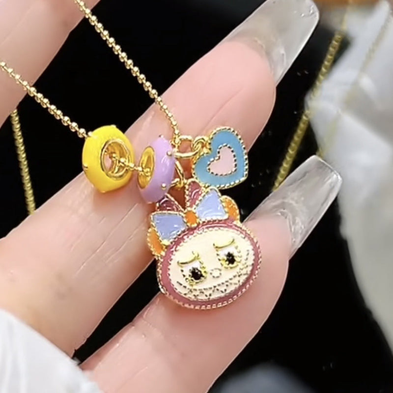 Labubu Pendant with Heart and Barrel Charms

