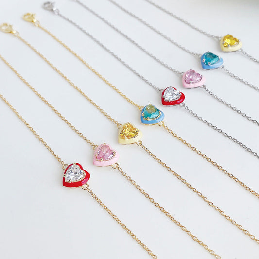 Dainty Enamel Heart Bracelets

