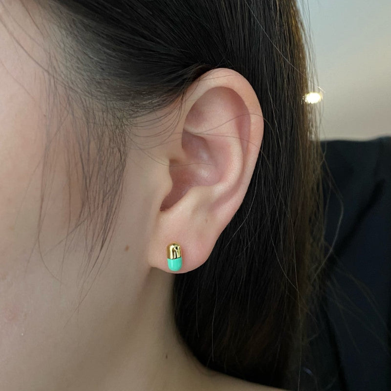 Minimalist Purple Half-Capsule Earrings

