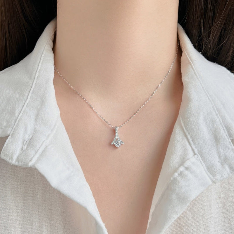 Delicate Silver & CZ Funnel Necklace

