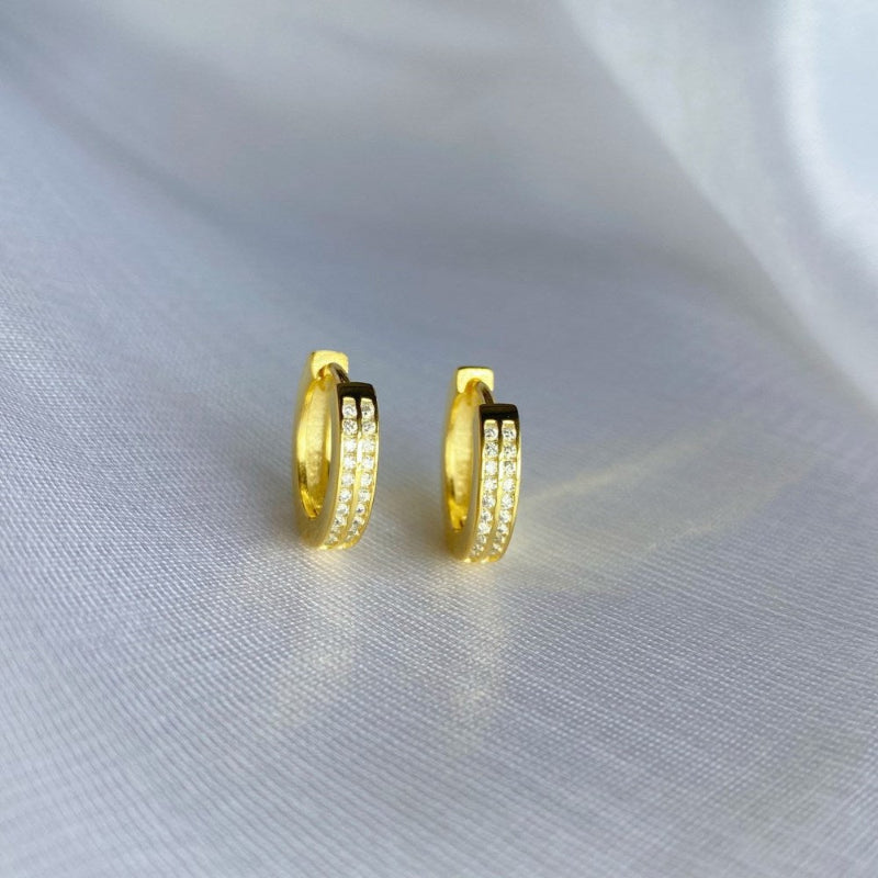 Stacked Pave Gold Hoops

