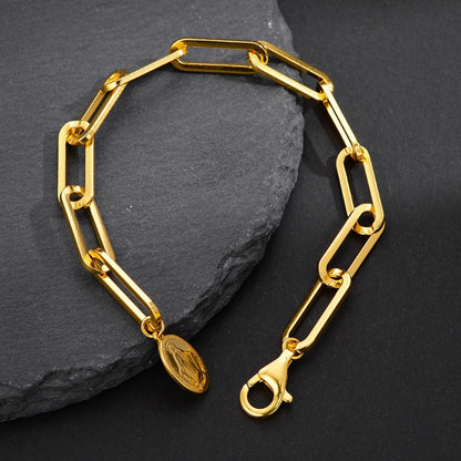 Elegant Paperclip Gold Bracelet with Devotional Charm

