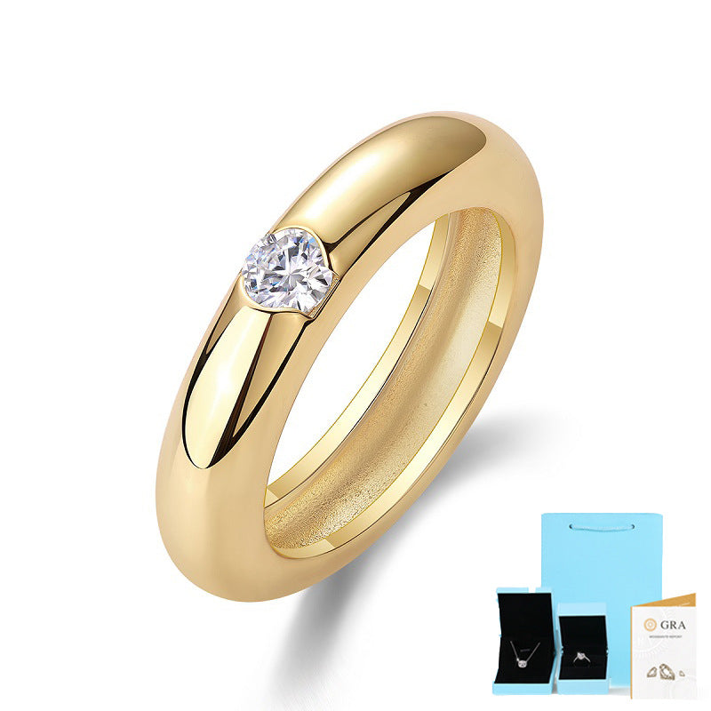 Bezel Set Round Moissanite Gold Ring

