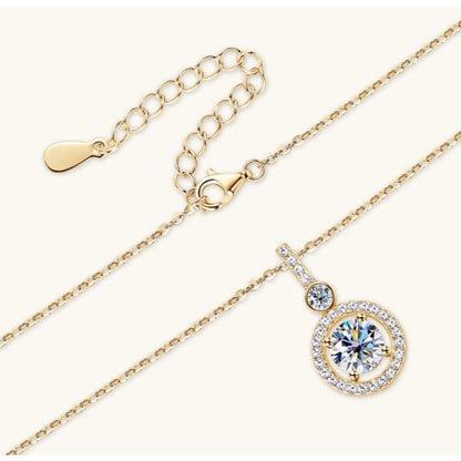 Dazzling Round Moissanite Halo Pendant with Accents


