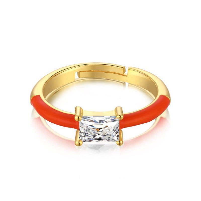 Dainty Orange Enamel Line Ring

