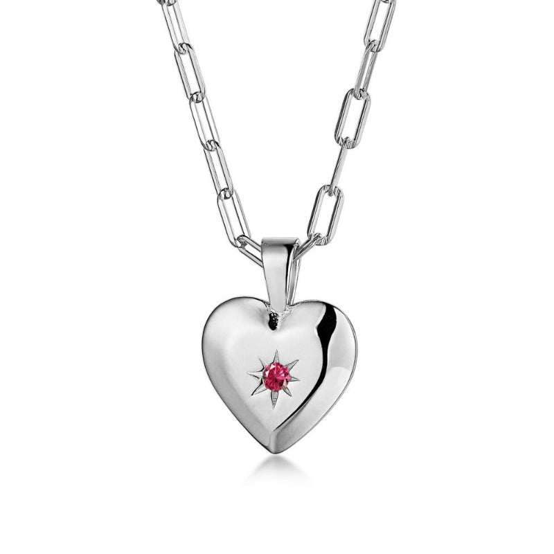 Silver Heart Pendant with Star Accent

