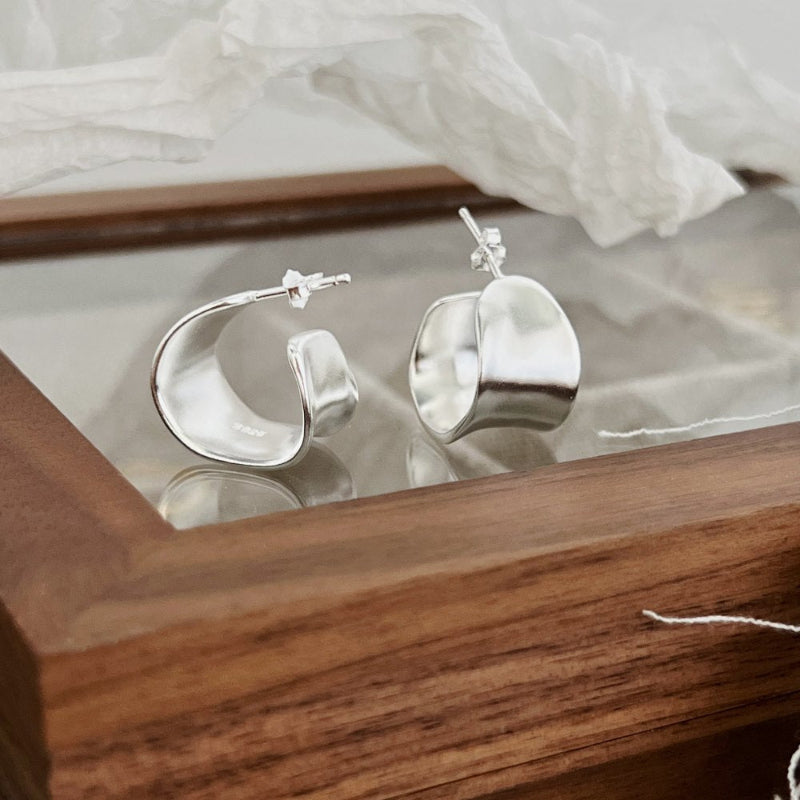 Smooth Silver Hoop Studs

