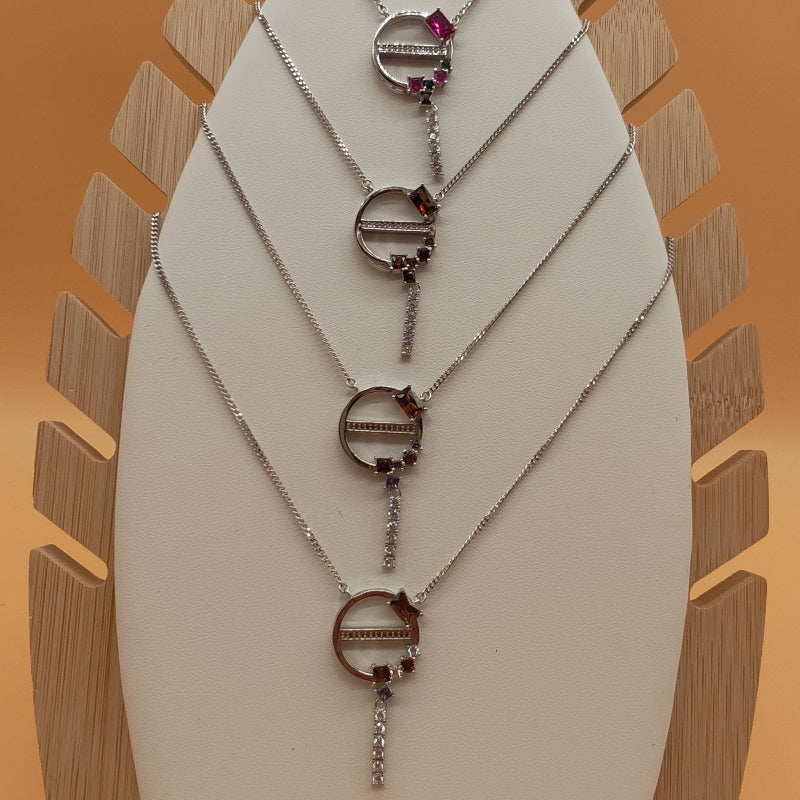 Halo and Crystal Cascade Necklace

