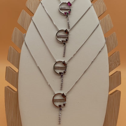 Halo and Crystal Cascade Necklace

