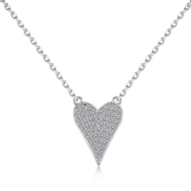 Rhinestone Encrusted Heart Charm Necklace

