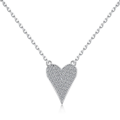 Rhinestone Encrusted Heart Charm Necklace


