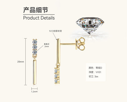 Fine Jewelry Moissanite Bar Dangle Earrings

