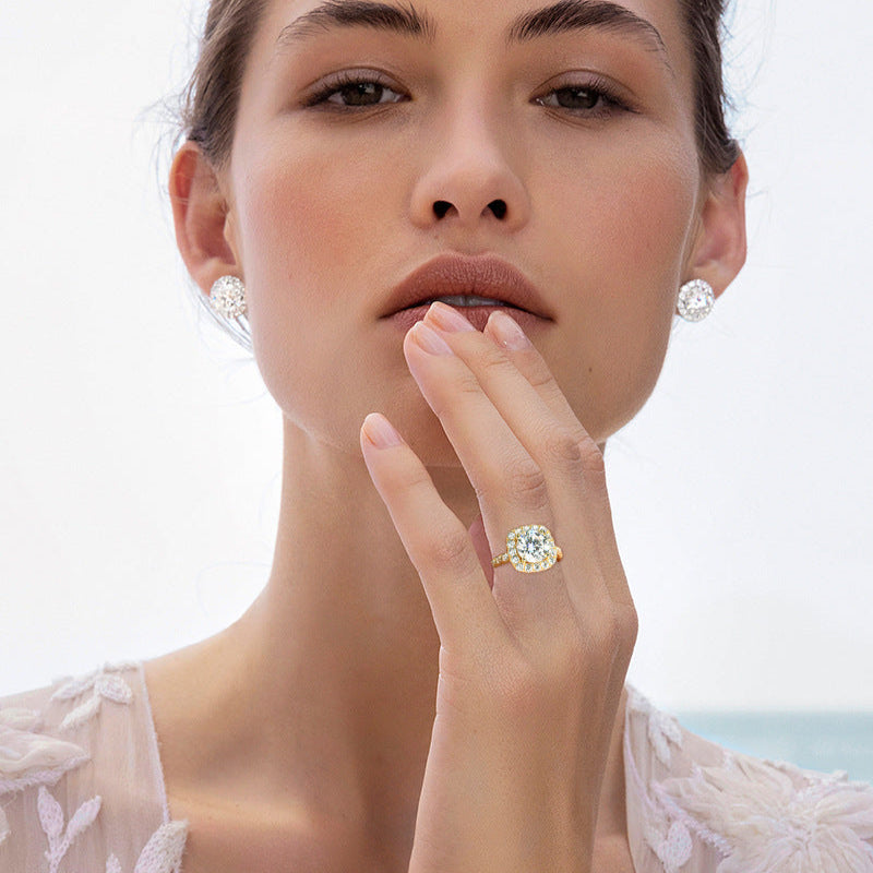 Lustrous Gold Over Silver Moissanite Ring

