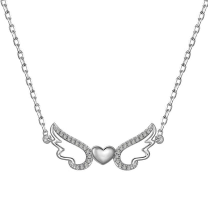 Glamorous Silver Flying Heart with Sparkling Wings

