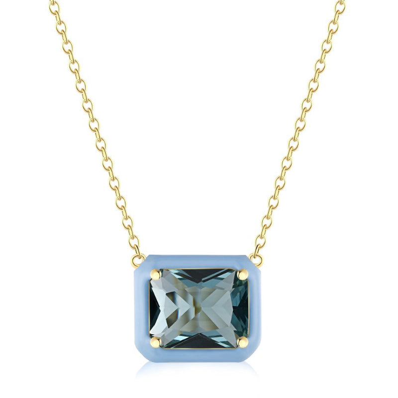 Unique Enamel Framed Gemstone Pendant

