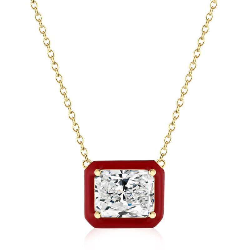 Unique Enamel Framed Gemstone Pendant

