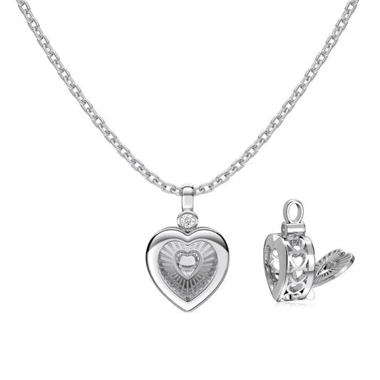 Whimsical Ice Flower Heart Pendant