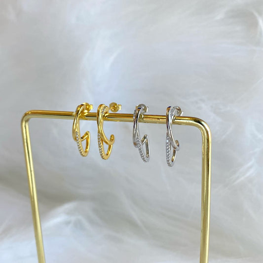 Intertwined Pave Half Hoops

