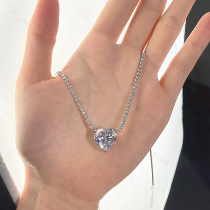Diamond-Cut Heart Pendant on a Line Chain

