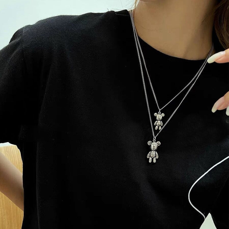 Whimsical Bear and Bloom Necklace

