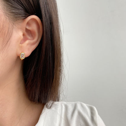 Sleek Emerald Cut Huggies

