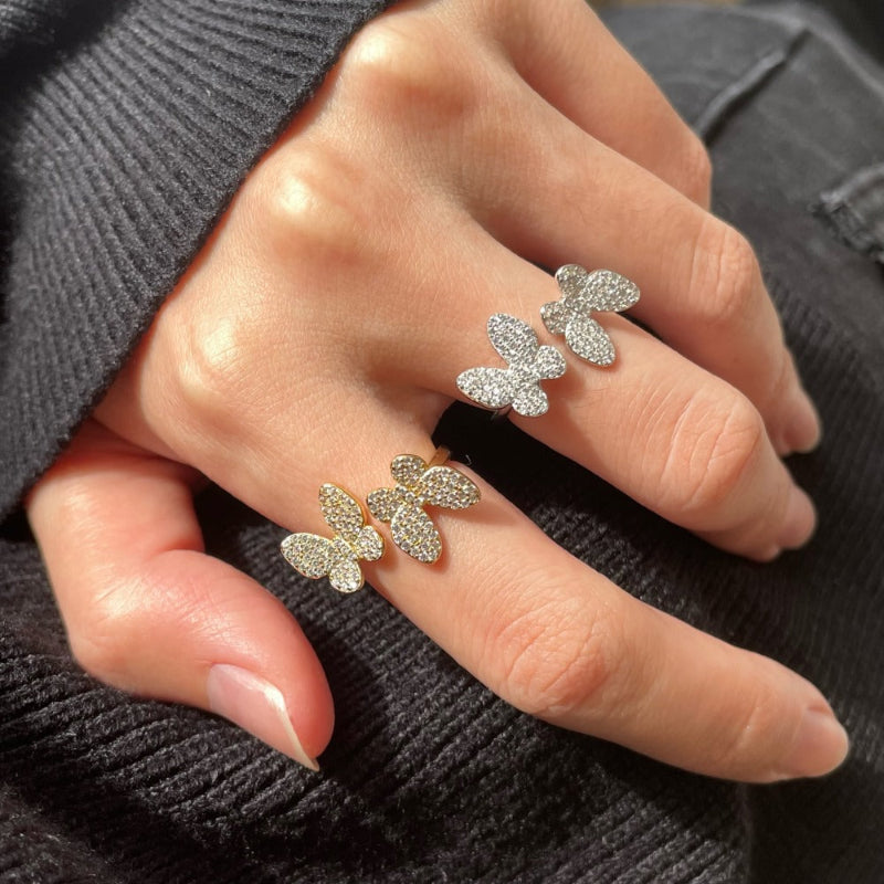 Adjustable Butterfly Zircon Ring

