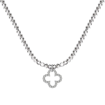 Clear Beaded Clover Pendant

