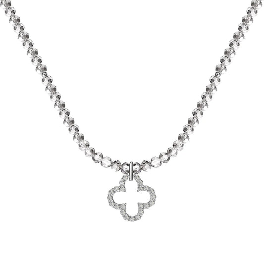 Clear Beaded Clover Pendant

