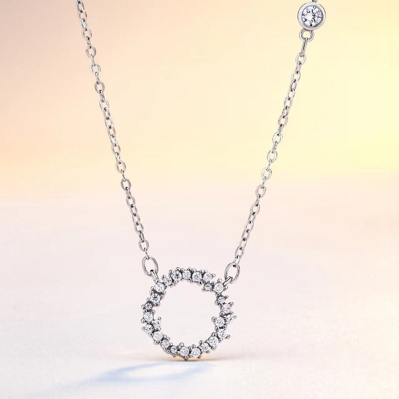 pave diamond circle pendant