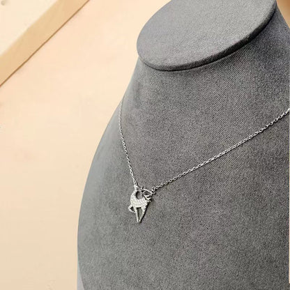 Diamond deer necklace silver