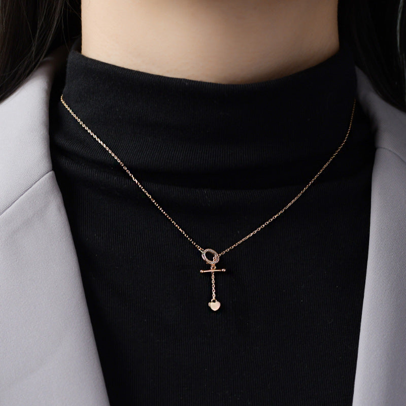 Drop Heart Toggle Necklace

