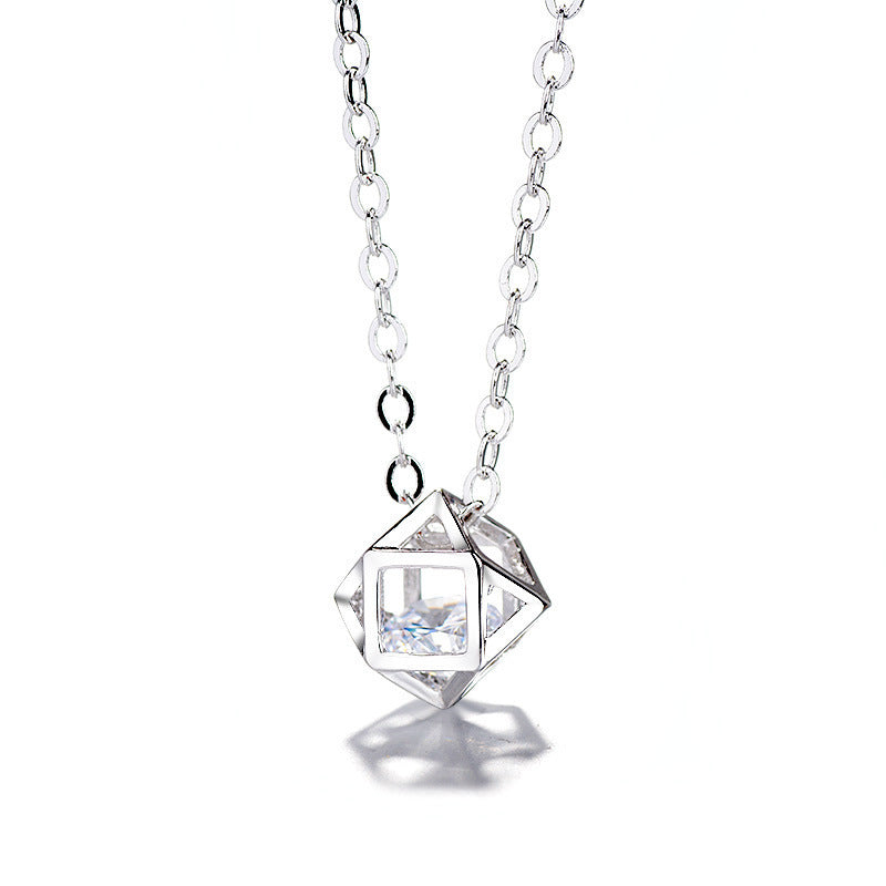Hollow Cube Zirconia Necklace

