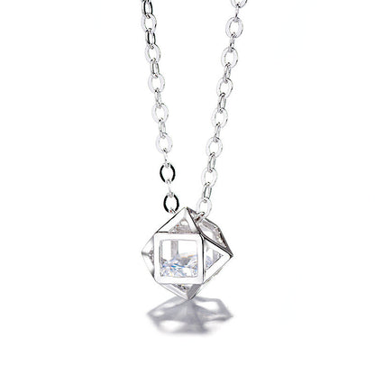 Hollow Cube Zirconia Necklace

