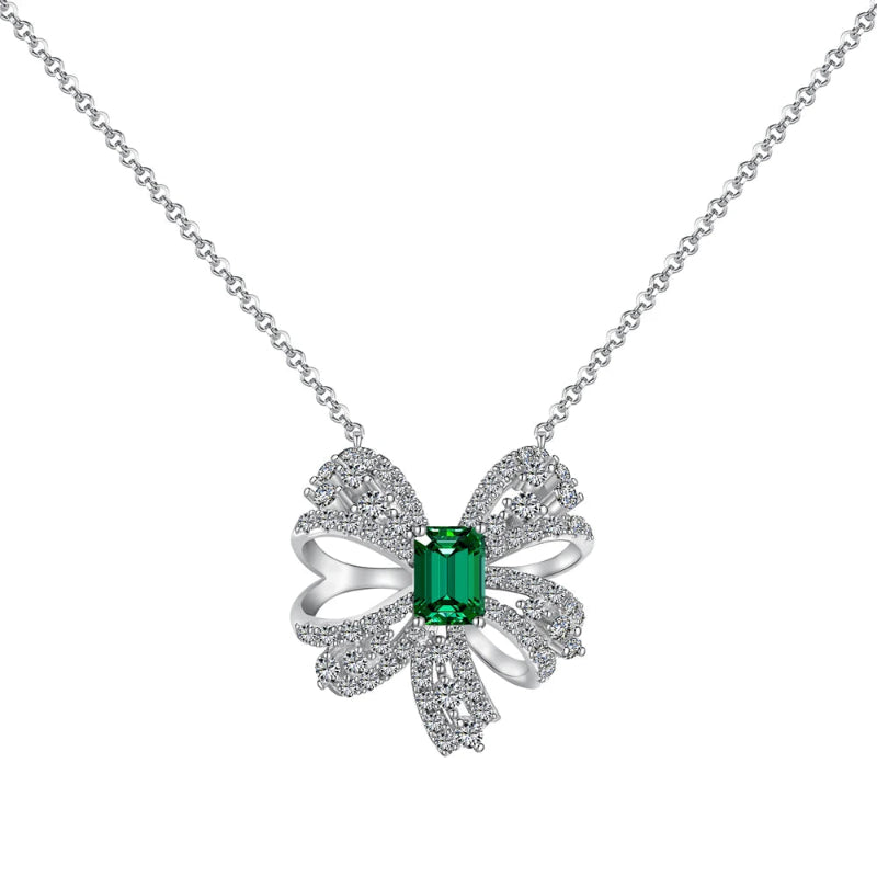 Elegant Zirconia Bow Necklace